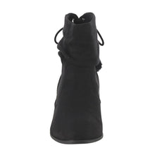 Soda FF26 Women's Slouchy Pom Pom Back Lace Up Block Heel Ankle Booties