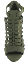 Delicious Women's Cutout Caged Buckle Stacked Chunky Heel Bootie