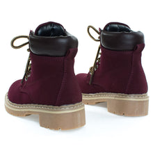 Children Fashion Work Bootie Lace Up Lug Threaded Sole, Kid Girl Boy