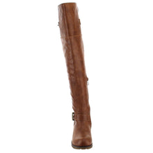 NATURE BREEZE FE58 Women's Buckle Strap Ribbed Over The Knee Riding Boots