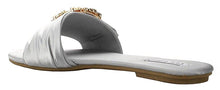 Cape Robbin Sadie-3 Satin Rhinestone Brooch Open Toe Slide Slip On Flip Flop Flat Sandal Black