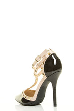 Wild Diva Womens Pointy Toe Gold Stud Strappy Ankle T-Strap Stiletto Heel Pump Sandal