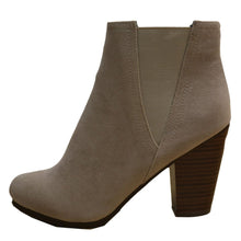 Breckelle's Women's Sueded Elastic Panel Inner Zip Chunky Heel Bootie