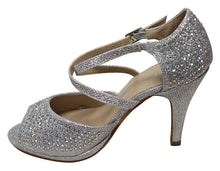 Bella Marie Shania-1 Women's peep toe rhinestone glitter crossing strap dance sandals