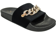 Betani Women's Chain Link Velvet Slip On Slide Sandal