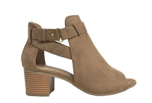 City Classified Women's Cutout Side Strap Mid Black Chunky Heel Fashion Ankle Bootie Boots