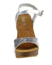 Refresh Women's Mara-08 Platform Cork Wedge Glitter
