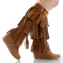 Nature Breeze Womens Bridget Knee High Moc-Toe Wedge Boots