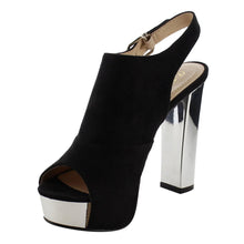 Reneeze AF75 Women's Platform Slingback Ankle Strap Metallic Block Heels