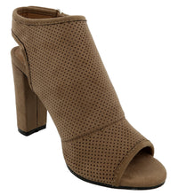 Top Moda Women's Perforated Cutout Laser Chunky Stacked Heel Ankle Bootie