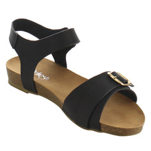 Refresh IE26 Women's Metallic Buckle Ankle Strap Flat Beach Sandal