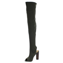 Cape Robbin CONNIE-1 Womens Lycra Over the Knee Thigh High Peep Toe Boots