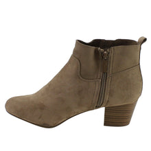Breckelles GK54 Women Faux Suede Round Toe Chunky Heel Ankle Bootie