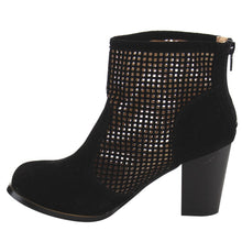 Chase & Chloe EC48 Women's Laser Cut Out Back Zipper Mid Stacked Ankle Booties
