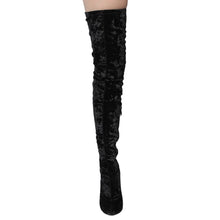 CAPE ROBBIN GD80 Women's Snug Fit Inside Zip Stretchy Block Heel Thigh High Boot