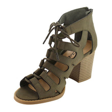 Soda Women's Cutout Zip Back Stacked Chunky Heel Bootie