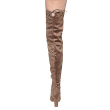 Wild Diva Lounge FF18 Women's Drawstring Stretchy Over The Knee Block Heel Boots