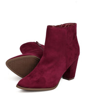 Breckelles GA93 Women Faux Suede Pointy Toe Chunky Heel Bootie