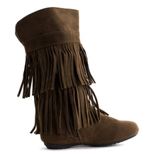 Kali Women's 2 Layer Fringe Faux Suede Boots (Adults)
