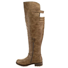 NATURE BREEZE FE58 Women's Buckle Strap Ribbed Over The Knee Riding Boots