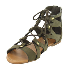 Soda Women's Open Toe Lace Up Strappy Ankle Flat Sandals