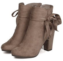 Breckelle's Women's Wrap Around Bow Chunky Stacked Wrapped Heel Ankle Bootie