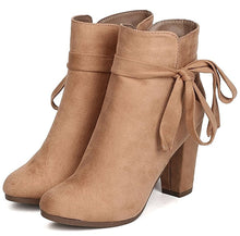 Breckelle's Women's Wrap Around Bow Chunky Stacked Wrapped Heel Ankle Bootie