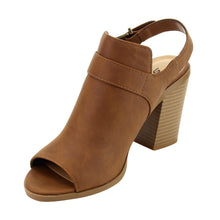 Soda Women's Slingback Stacked Chunky Heel Peep Toe Bootie