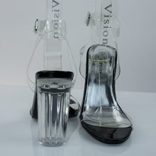 Womens Lucite Clear Cinderella Block Heel Transparent Sandal Slides-Sandals