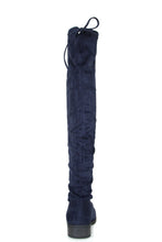 Forever Link Womens Over Knee High Drawstring Tie Lace Up Chunky Thick Heel Boots