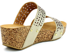 Refresh Footwear Women's Slip On Laser Cut Platform Sandal