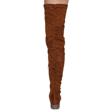 NATURE BREEZE FF05 Women's Stretchy Thigh High Snug Fit Low Block Heel Boots
