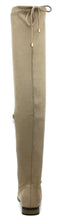 Refresh Footwear Women's Over the Knee Drawstring Round Toe Flat Boot
