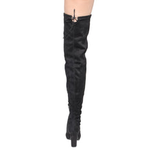 Wild Diva Lounge FF18 Women's Drawstring Stretchy Over The Knee Block Heel Boots