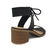 City Classified Women's Dress Sandal Chunky Heel Over Toe & Ankle Wrap Tie Front Strap