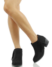Soda Women's Doctor Faux Suede Fringe Round Toe Low Heel Ankle Boot , Clay, 6 M US