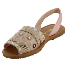 Nature Breeze FI12 Women's Slip On Embroidered Peep Toe Flat Sandals
