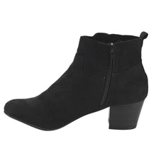 Breckelles GK54 Women Faux Suede Round Toe Chunky Heel Ankle Bootie