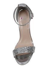 Delicious Women's Glitter Open Toe Ankle Strap Block Heel Sandal