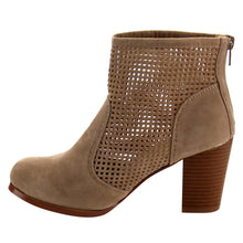 Chase & Chloe EC48 Women's Laser Cut Out Back Zipper Mid Stacked Ankle Booties