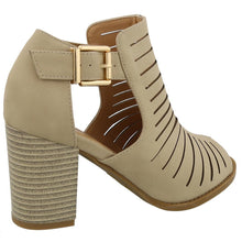 Top Moda Women's Side Cutout Stacked Chunky Heel Peep Toe Bootie