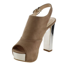 Reneeze AF75 Women's Platform Slingback Ankle Strap Metallic Block Heels