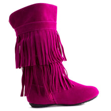 Kali Women's 2 Layer Fringe Faux Suede Boots (Adults)