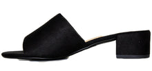 City Classified Women's Open Toe Chunky Heel Suede Slide Sandals Shoes