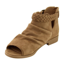 Soda Women's Brinley Braided Buckle Slouchy Peep Toe Bootie