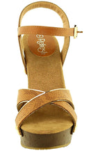 Refresh Footwear Women's Snake Print Metallic Crisscross Platform Sandal