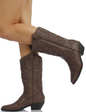 Soda Women's Reno Western Cowboy Pointed Toe Knee High Pull On Tabs Boots