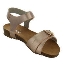 Refresh IE26 Women's Metallic Buckle Ankle Strap Flat Beach Sandal