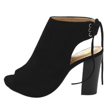 Chase & Chloe EC79 Women's Back Lace Up Cut Out High Block Heel Ankle Booties