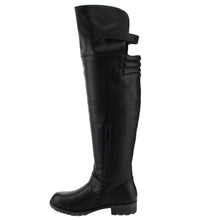 NATURE BREEZE FE58 Women's Buckle Strap Ribbed Over The Knee Riding Boots